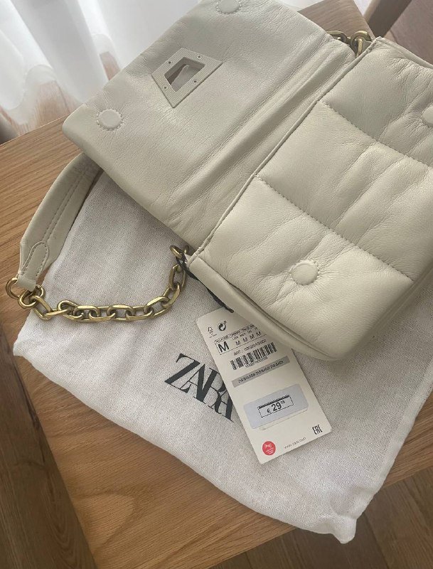 Дутая сумочка ZARA с цепочкой и текстильным чехлом 4