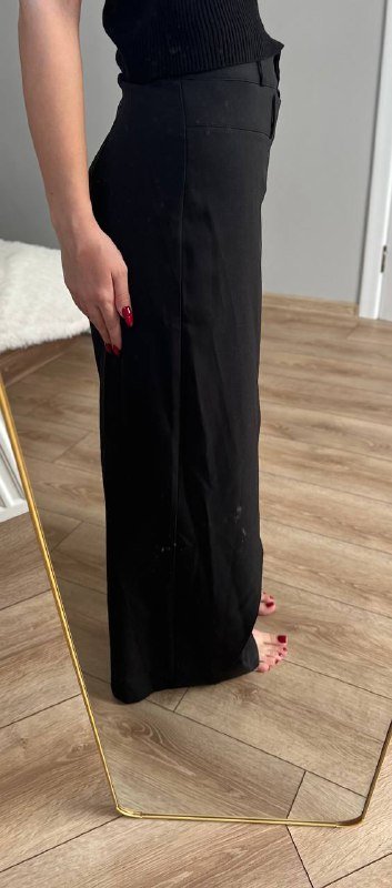 Классические черные брюки с запахом размер М