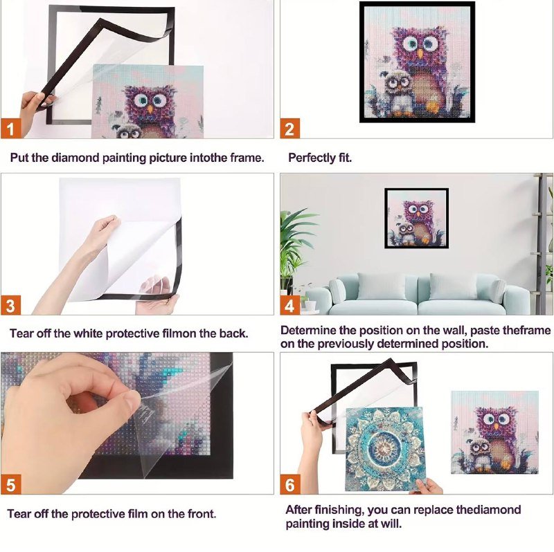 Набор 2 защитных магнитных рамок для алмазной живописи 30x30 см 5