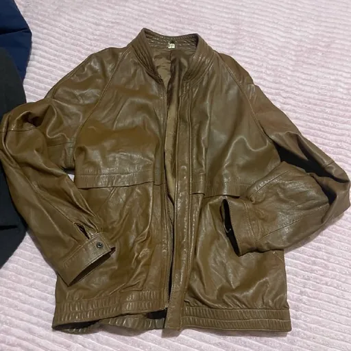 Men's leather bomber jacket XL