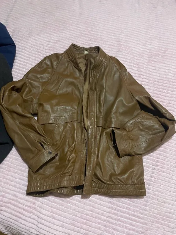 Men's leather bomber jacket XL 1
