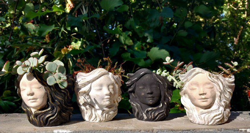 цветочные горшки и подставки из цемента ручной работы