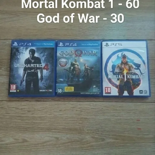 Disks for PS4 and PS5, Uncharted 4, Mortal Kombat, God of War