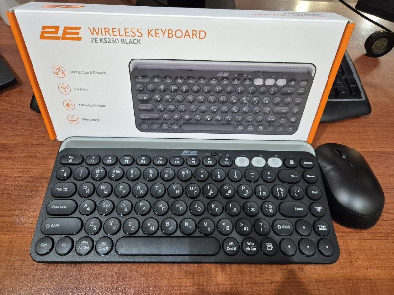 Беспроводная клавиатура 2E KS250 Slim Black EN/Cyrillic 5