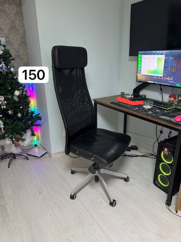 Компьютерные кресла, стол, стелажи, пуфики, тумбу, монстеру 7