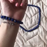 Колье и браслет из синих бусин 3
