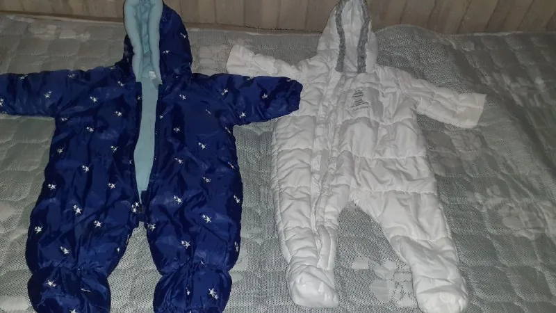 Warm baby snowsuits up to 3 months, 2 pcs.