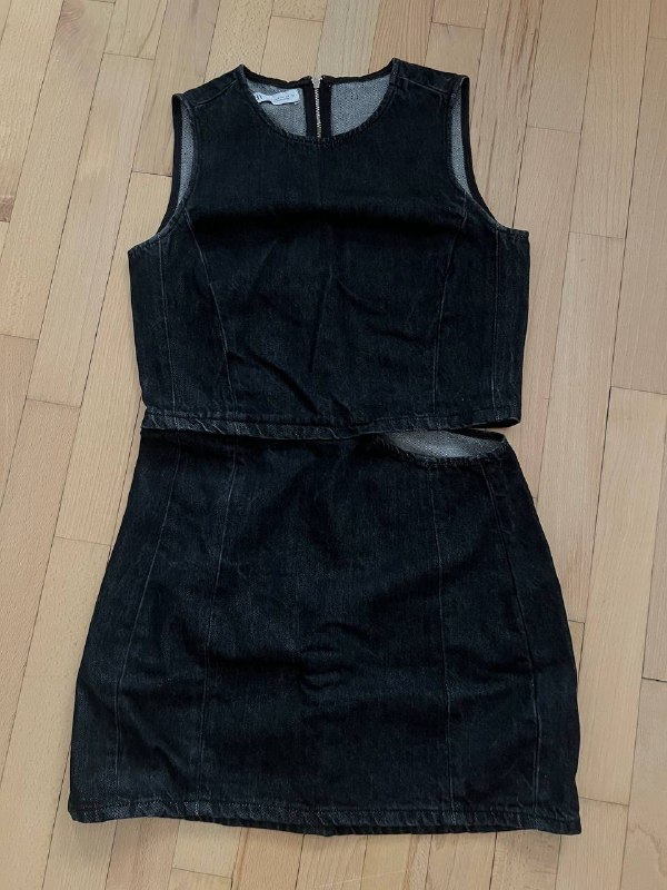 Серебристое и джинсовое платье Zara, размер S 5