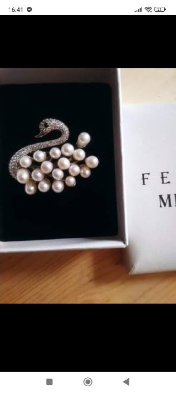 Брошь Felino Milano серебро 925, цирконы Сваровски, жемчуг 2