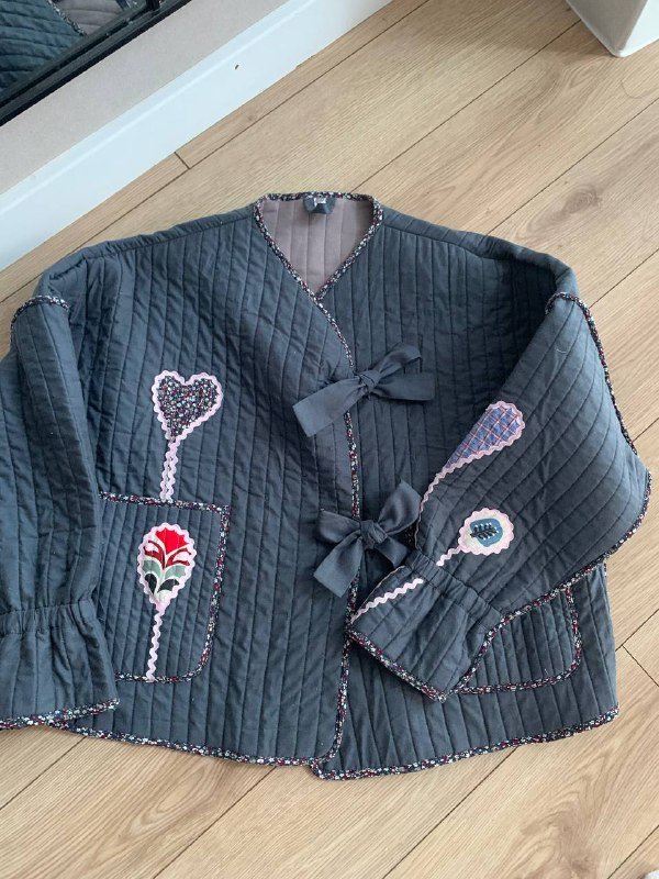 Куртка ватник синее-серая утепленная