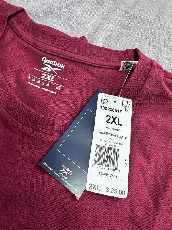 Бордовая футболка Reebok 2XL 2
