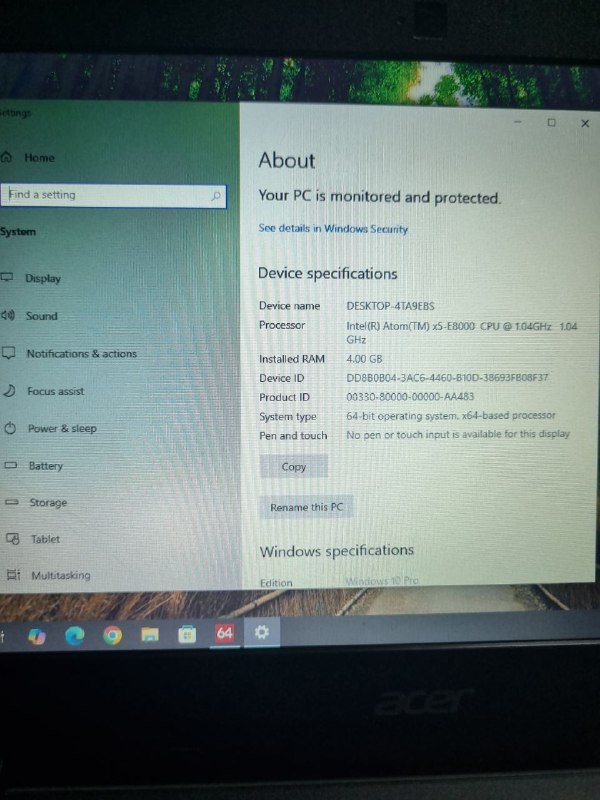 Ноутбук Acer Atom x5-E8000 4GB, зарядное 7