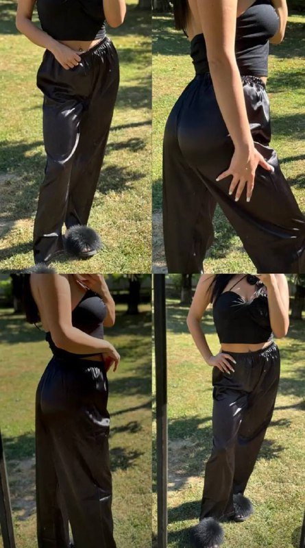 Черные и светлые молочные женские штаны