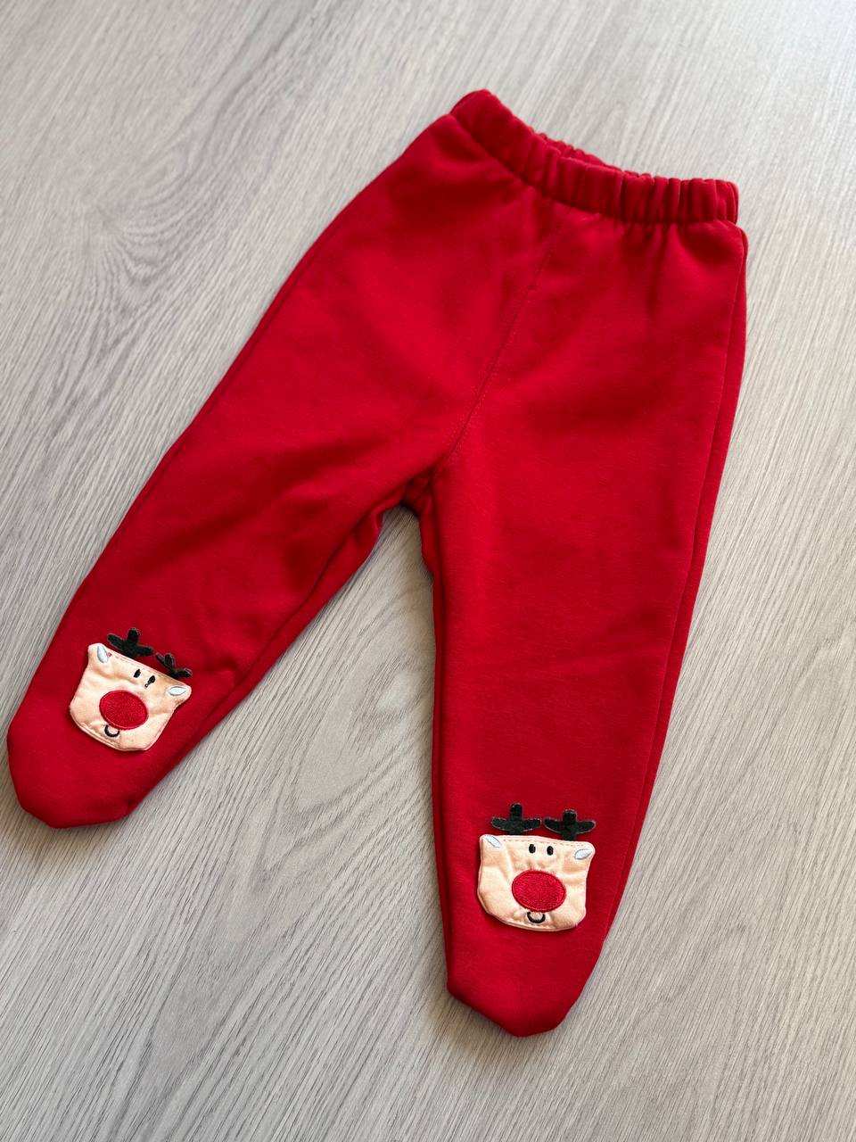 Красные утепленные штанишки для малышей 6-9 месяцев