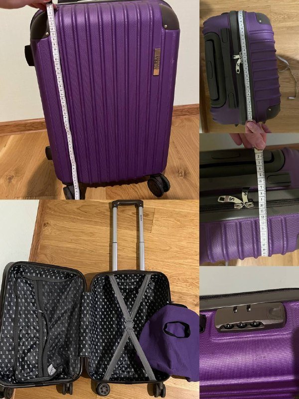 Чемодан в ручную кладь фиолетовый с кодовым замком