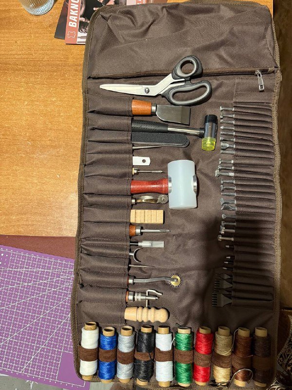 набор инструментов для работы с кожей, доска для резки 2