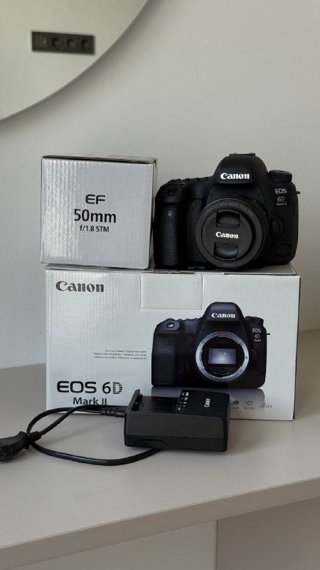 Фотоаппарат Canon 6D Mark II, объектив Canon EF 50mm f/1.8 STM, зарядный блок 7